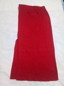 Red Cotton Stretchable Skirt(slit)