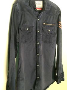 S-line Men Solid Casual Blue Shirt
