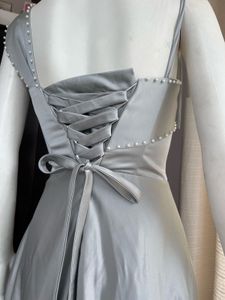 Grey Satin Gown