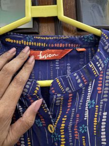 Stylish Blue Printed Tunic Kurta Top