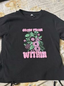 Zudio Black Floral Printed Top – “Grow From Within