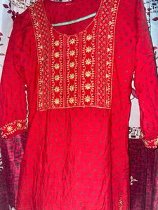 Red Embroidered Kurti