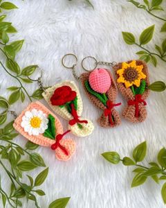 Crochet Flower Bouquet Keychain