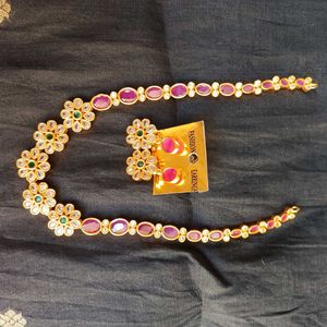 Simple Ruby Stone Neckset For Evening Parties