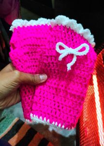 Pink Crochet Fingerless Gloves