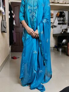 Blue Embroidered Kurta Set