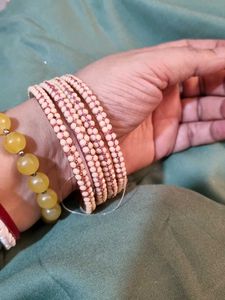 White and Pink Shade Glittered Bangles