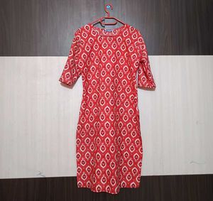 Red & White Print Kurti Size XL