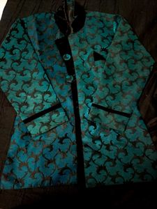 Blue Velvet Sherwani Set