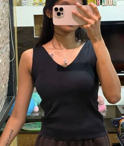 Black V-Neck Tank Top