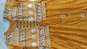 Mustard Embroidered Dress