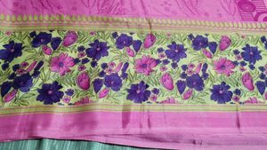 Pink Floral Saree with blouse piece