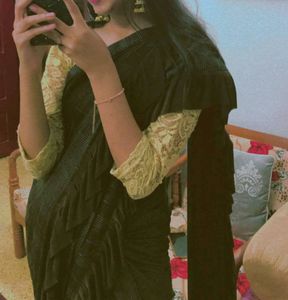 Ruffle Coffee Brown Saree