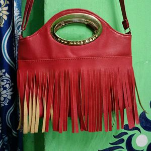 Black Studded Bag Peach Colour Purse Red Side Ba