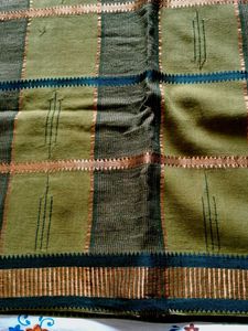 Green Checked Saree