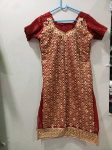 Elegant Red & Gold Kurta