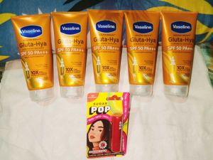 Combo Of 5 Vaseline Gluta Hya Sunscreen 🧴🌞