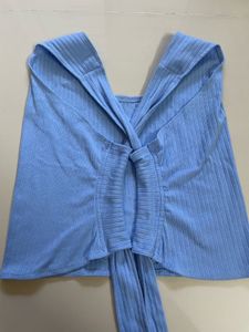 Cute Blue Tie-Back Crop Top