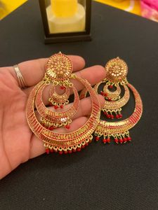 Elegant Red &amp; Gold Earrings