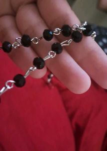 Gothic Black Beaded Cross Necklace