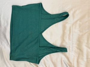 Green V-Neck Tank Top