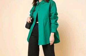 Oversize Solid Green Shirt