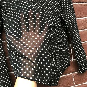Uniqlo Black Polka Dot Sheer Blouse