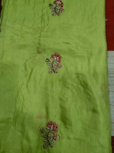 Green Embroidered Fabric