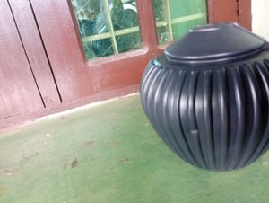 Black Plastic Ribbed Jar
