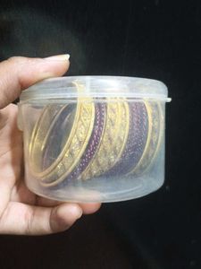 Gold &amp; Maroon Bangle Set