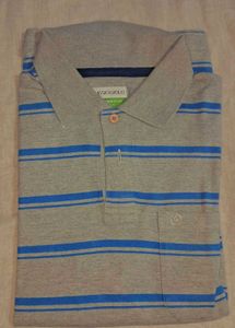 Striped Gray &amp; Blue Polo T-Shirt