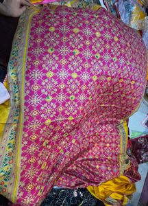 Pink Patola Silk Fabric