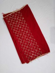 Winter wear Velvet Red Embroidered Kurta Set