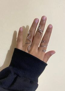 Y2k Silver Ring Set