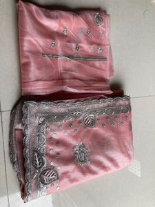 Elegant Pink Embroidered Saree