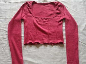 Hot Pink Rectangle Neck Crop Top🎀