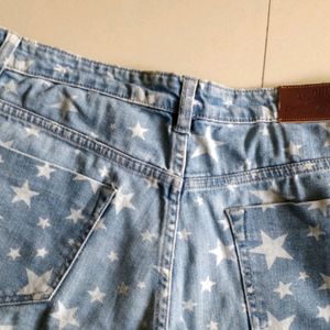 Star Print Denim Shorts