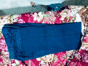 Blue Elastic Waist Pants