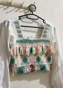 White Long Sleeve Crop Top