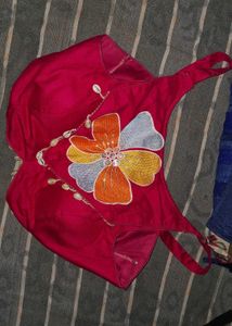 Red Floral Embellished Tank Top