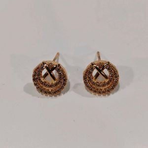 Gold Round Stud Earrings