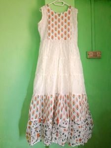 Tiered White Print Dress