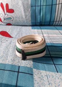 Y2k Men Striped Web Belt Double D-Ring Buckle 💚