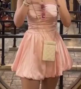 Baby Pink Solid Gathered Tube Mini Dress