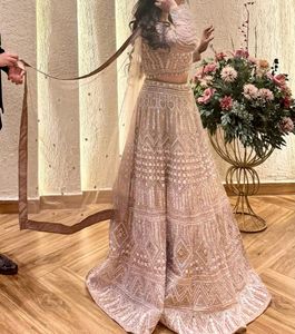 Elegant Nude Embroidered Lehenga
