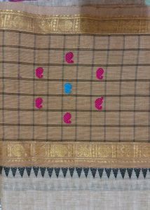 Elegant Beige check  Saree