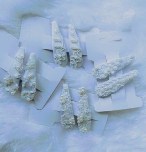 Elegant White Hair Clips Set Of 8