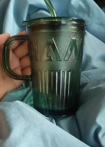 DIMOND GLASS CUP WITH GLASS STRAW
