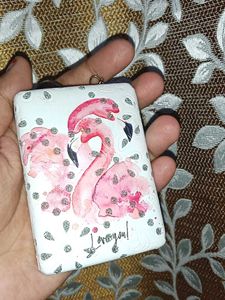 Flamingo Card Holder Keychain