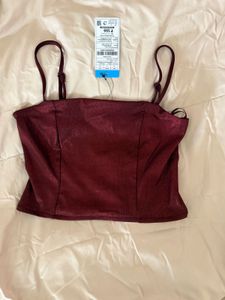 Burgundy Shimmery Crop Top